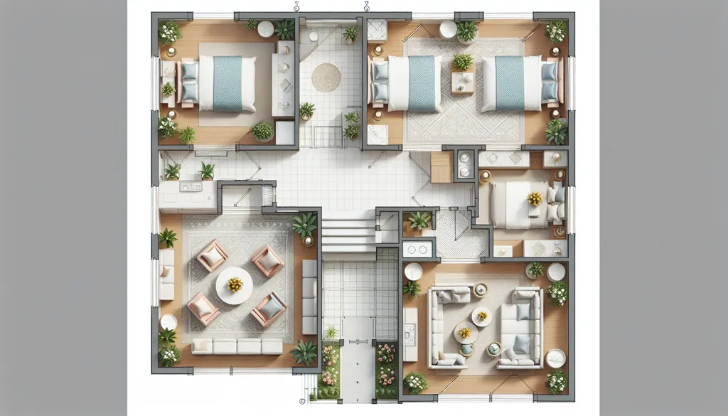 planos de casas con 4 habitaciones