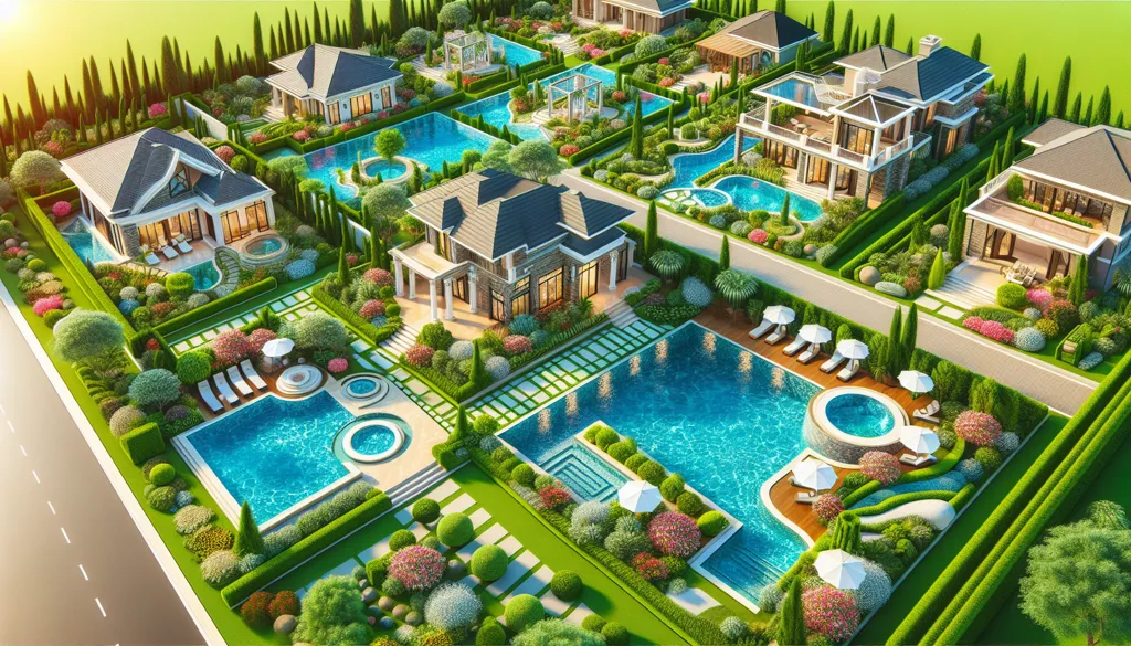 planos de casas con piscina y jardín
